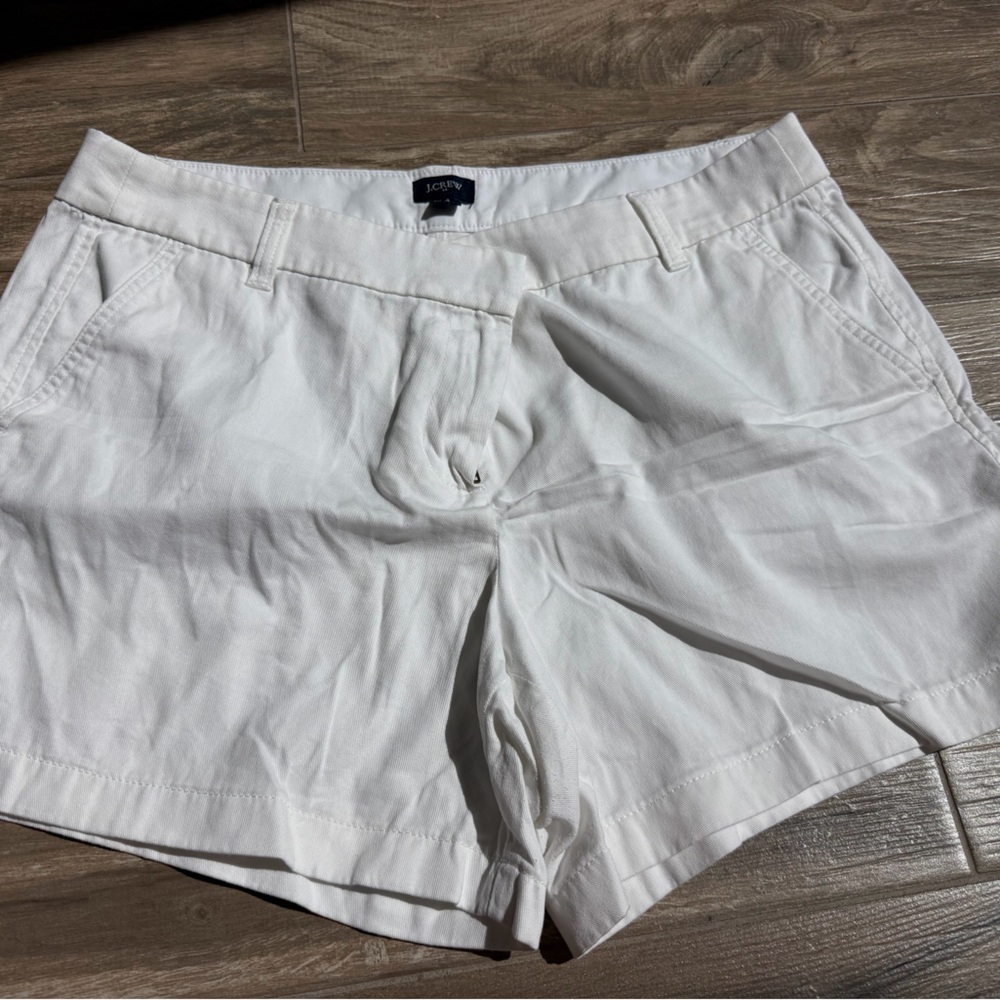 J. Crew White Women’s Flat-Front Cotton Shorts